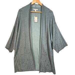 Dana Buchman NWT Blue Floral Jacquard Lightweight Open‎ Cardigan XXL